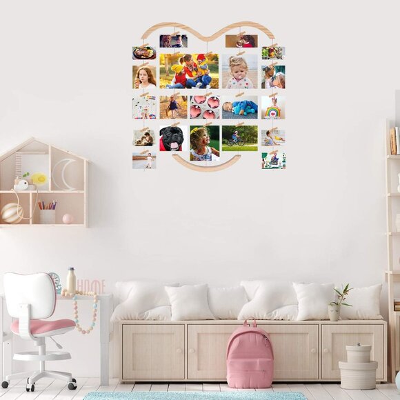 New Wood Picture Frame Collage with 30 Clips - Picture 4 of 9